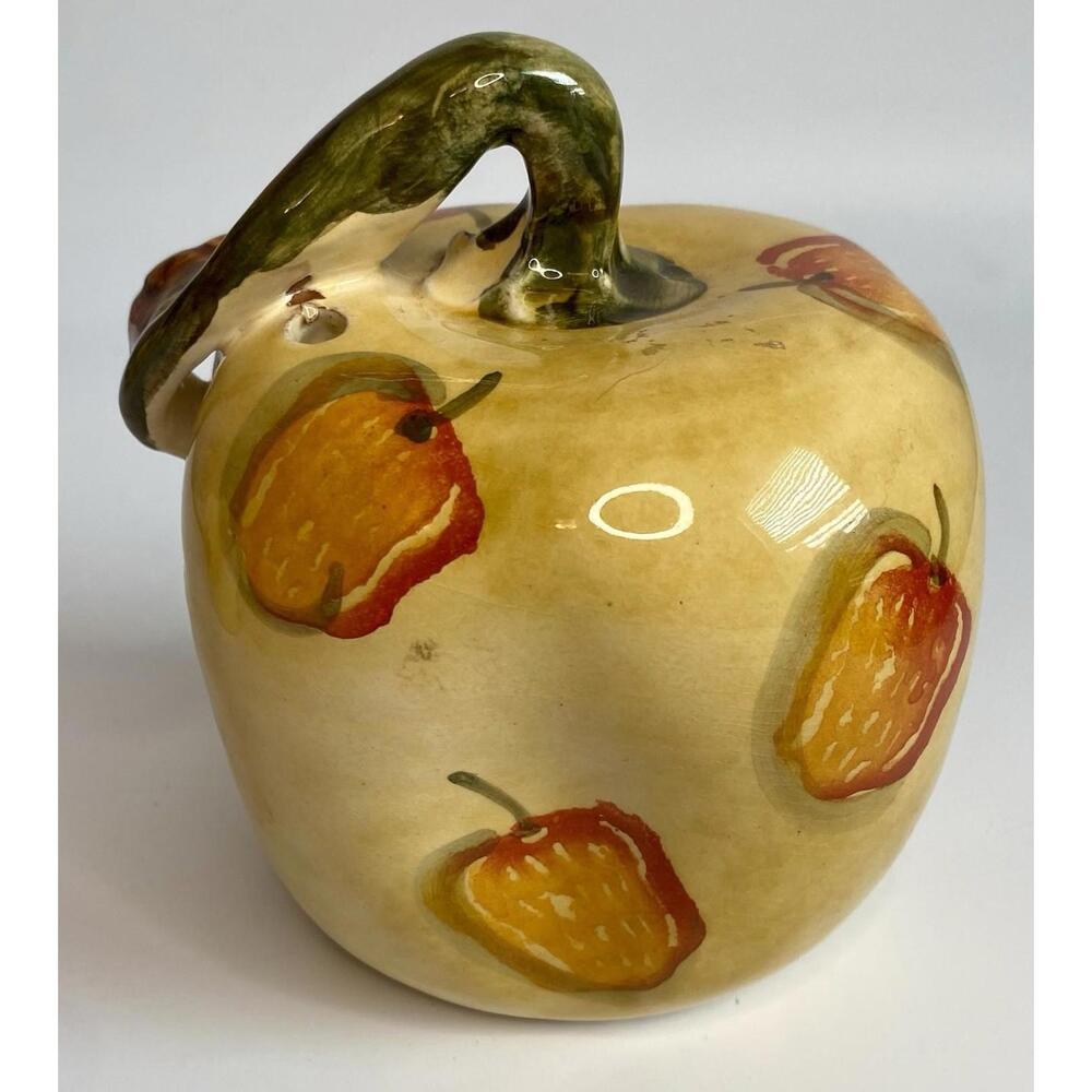Italian Painted Ceramic Pumpkin With Strawberries Design For Neiman Marcus 4”x5”